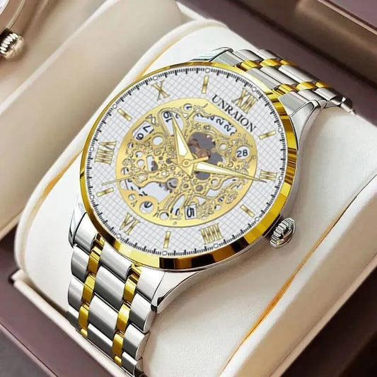 Stainless Steel Two Tone Imported Unraion Branded Watch With Free Box