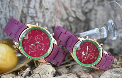 Stainless Steel Quartz Couple Watches - 2 Pcs Unisex Analogue Timepieces