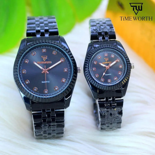 Stylish Unisex Analogue Couple Watches - 2 Pcs in Leather (003)