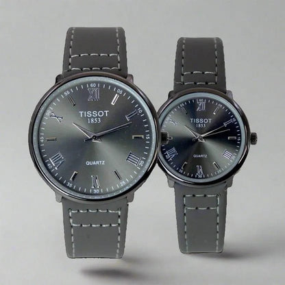 Stylish Unisex Analogue Couple Watches - 2 Pcs in Leather (003)