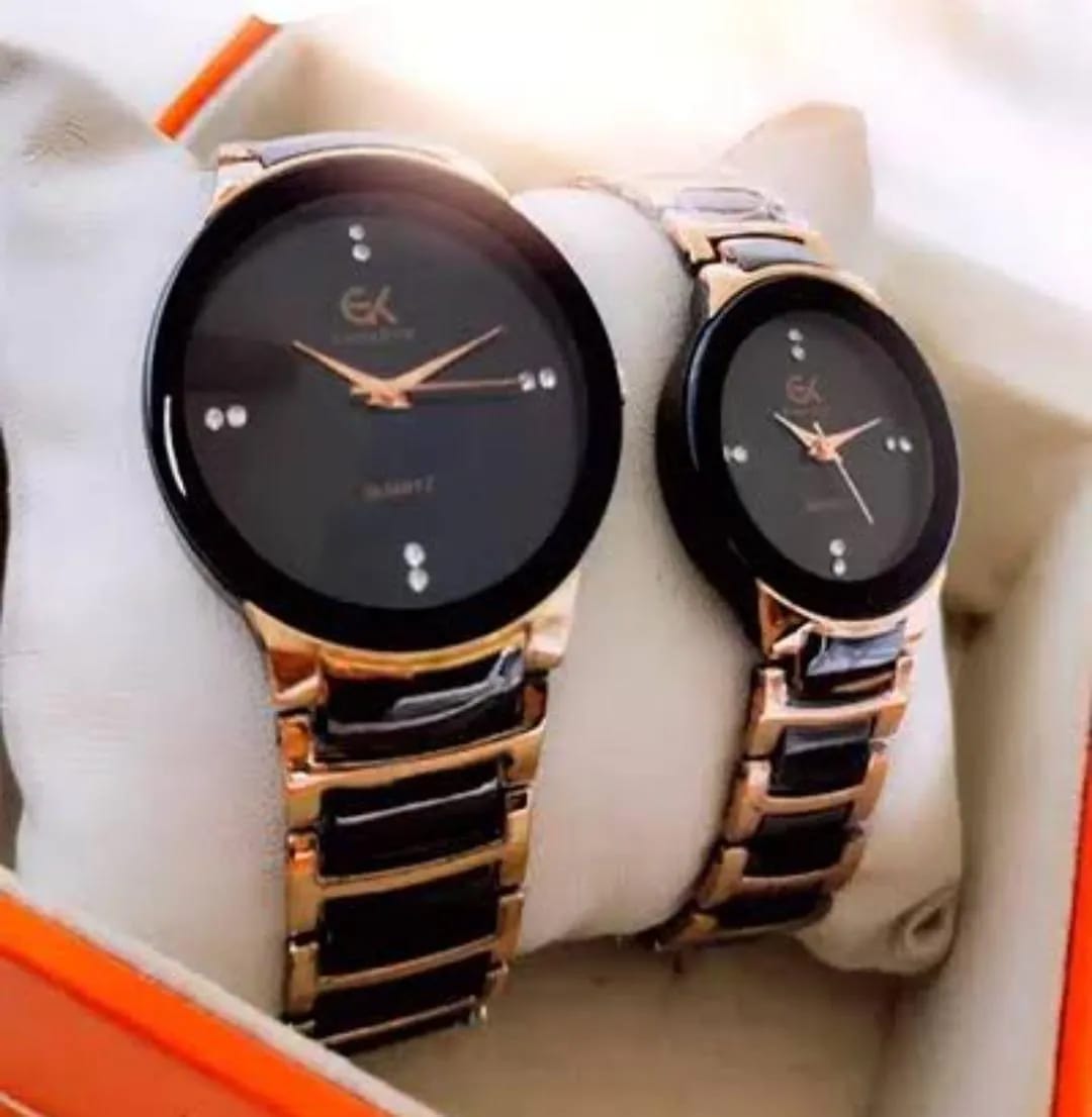 Stylish Unisex Analogue Couple Watches - 2 Pcs Set
