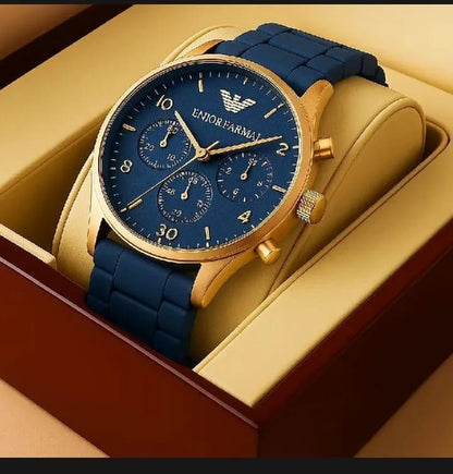 Men’s Imported Quality Analogue Watch — Premium Textured Rubber Strap | 45mm Round Dial