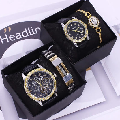 Luxury Couple Watch Set – Quartz Waterproof Men’s & Women’s Watches