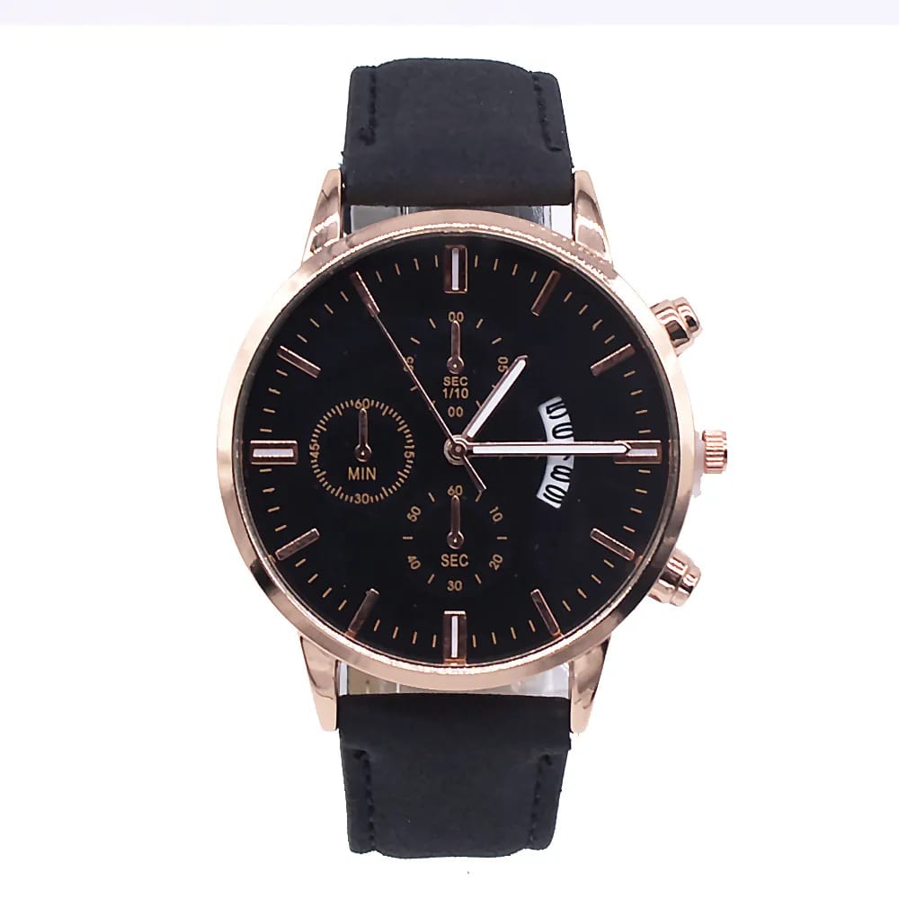 Premium Men’s Calendar Watch with 2-Piece Bracelet Set – Stylish Wrist Watch Combo