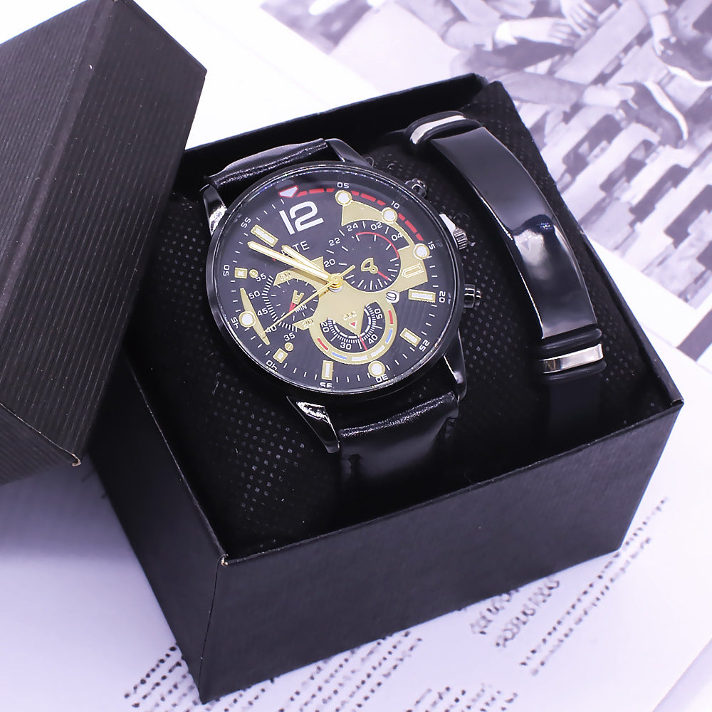 Men’s Wristwatch & Bracelet Set – New Style Fashion Business Gift Watch