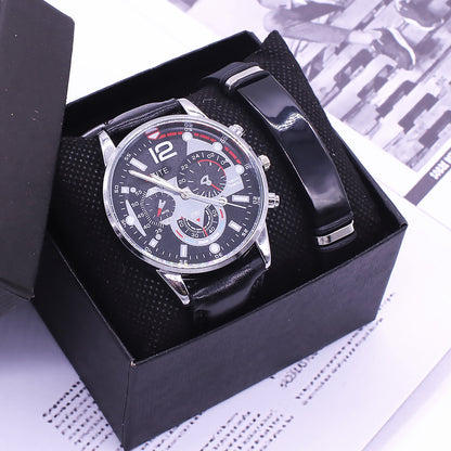 Men’s Wristwatch & Bracelet Set – New Style Fashion Business Gift Watch