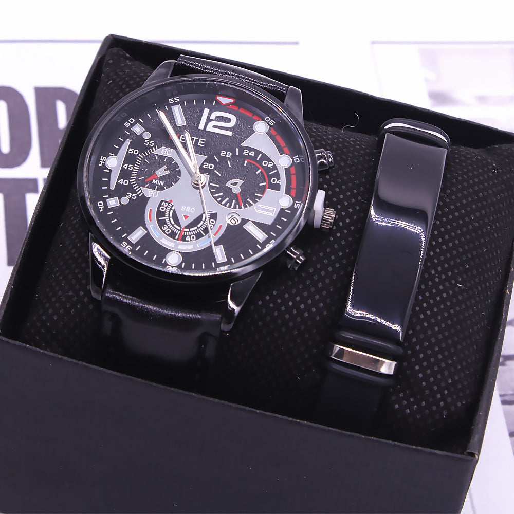 Men’s Wristwatch & Bracelet Set – New Style Fashion Business Gift Watch